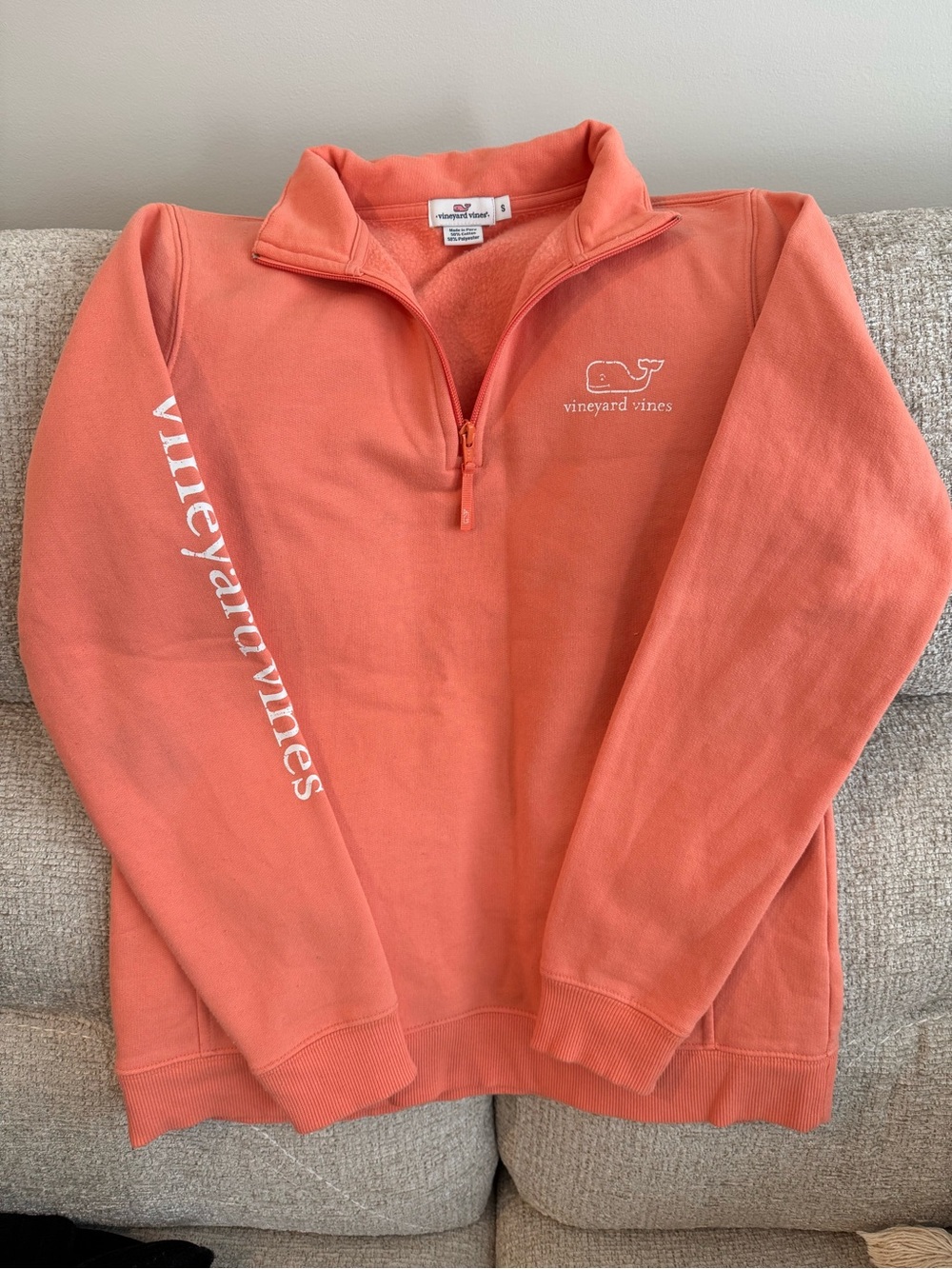 Vineyard Vines Coral Quarter-Zip Pullover